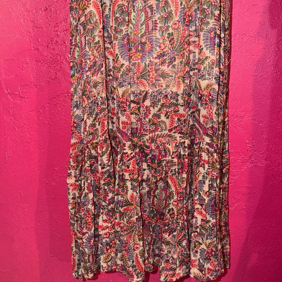 NWT NATURAL LIFE Pink and Cream metallic boho Bollywood floral Maxi Dress. Sz M - Picture 5 of 17